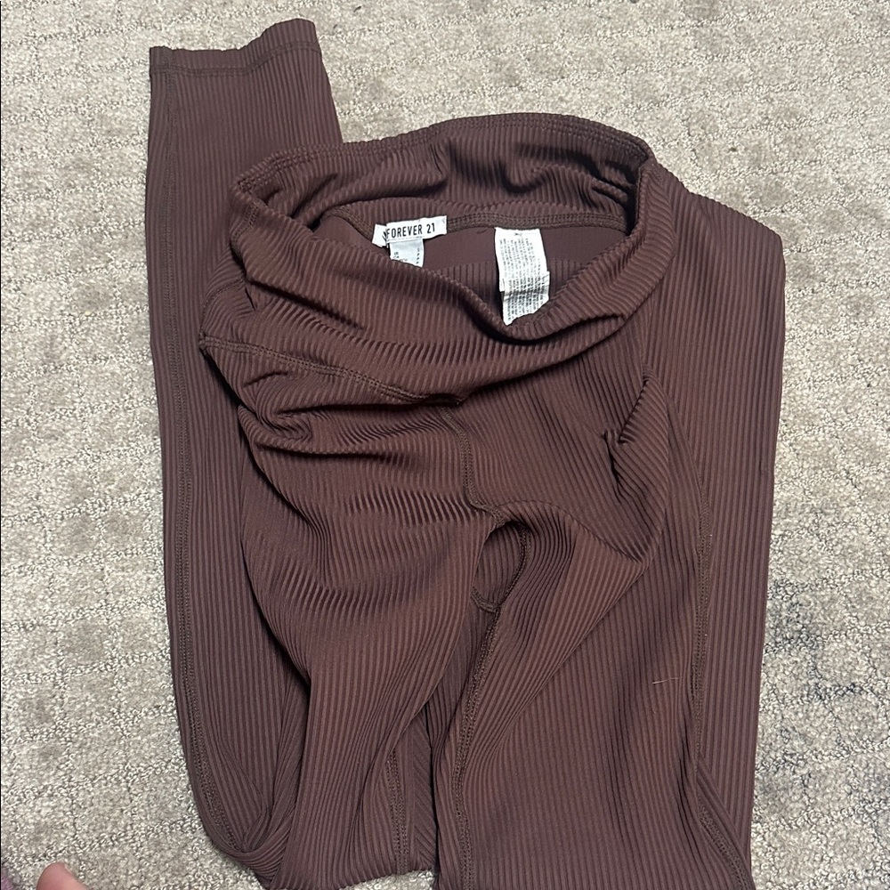 Forever 21 Chocolate Ribbed Leggings